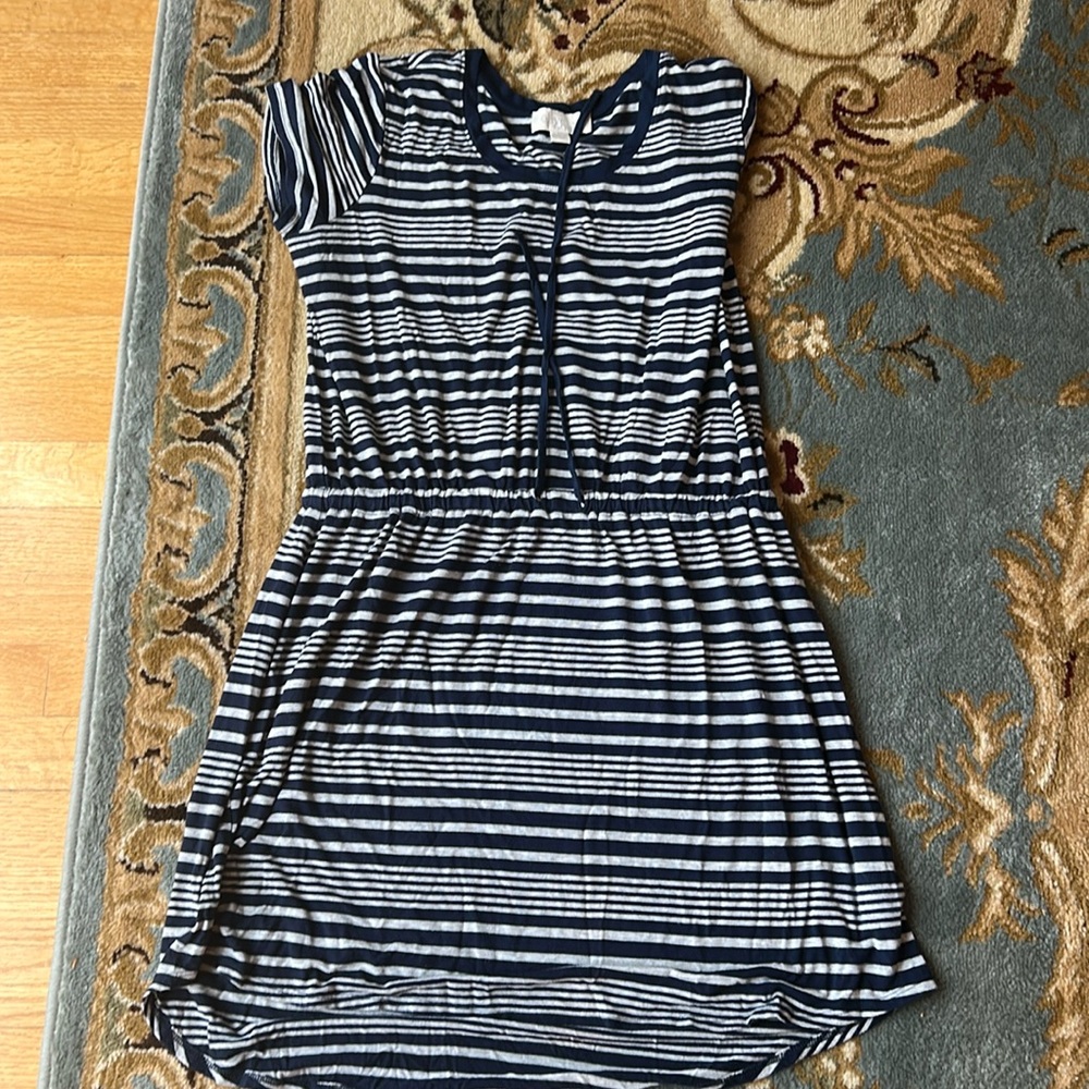 Olive and Oak blue and gray striped dress, Size L